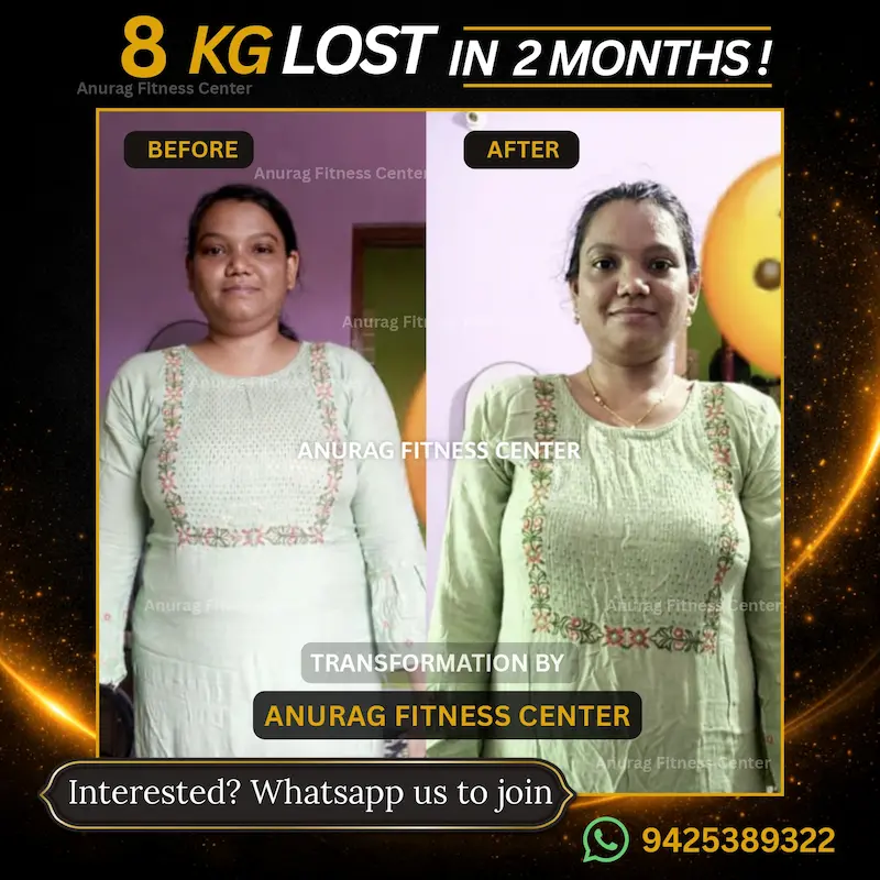 8 KG Weight Loss Transformation of Pallavi from Nagpur in 2 Months by Anurag Fitness Center