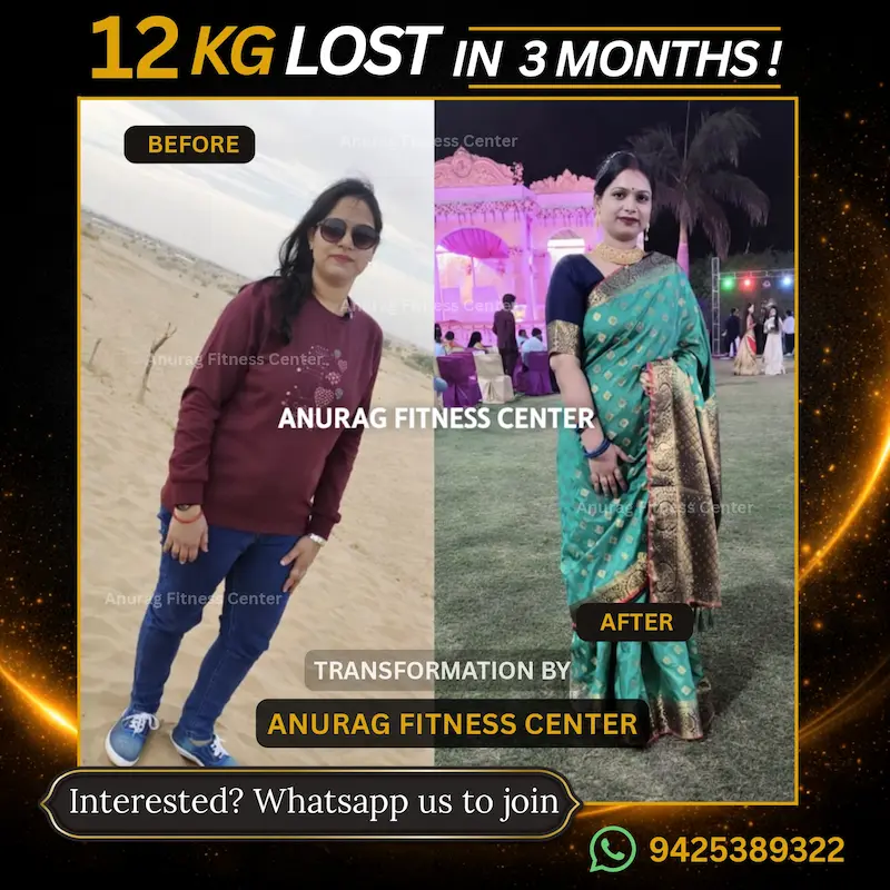 12 KG Weight Loss Transformation of Priyanka from Gaziabad in 3 Months by Anurag Fitness Center