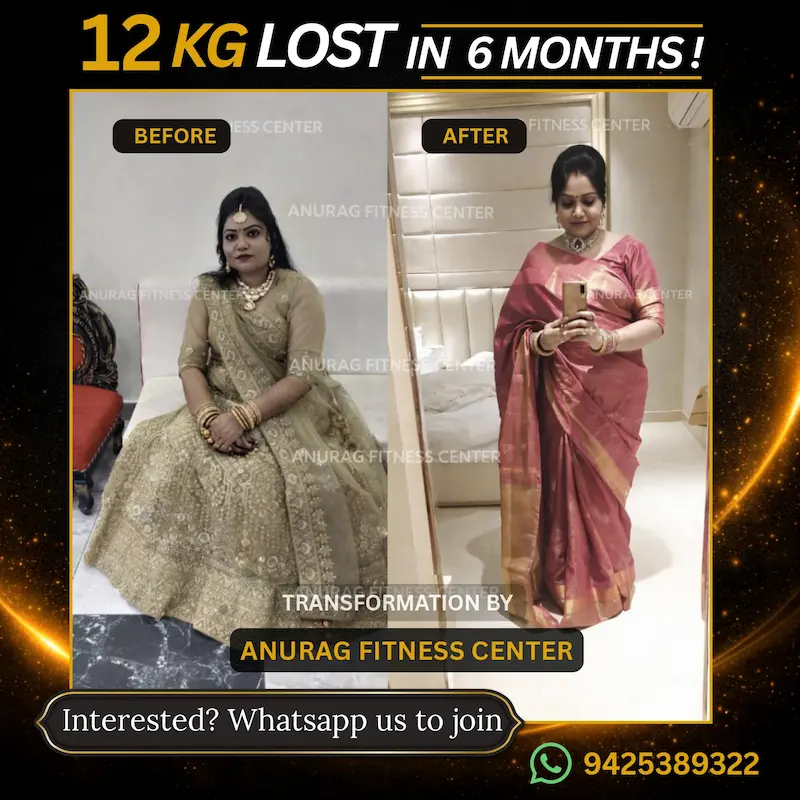 12 KG Weight Loss Transformation of Swati from Delhi in 6 Months by Anurag Fitness Center
